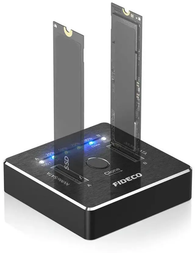 Alt view image 3 of 4 - FIDECO M.2 Nvme SATA SSD Cloner Dock USB 3.2 Gen 2 X 2 20Gbps Dual Nvme SATA SSD Enclosure M.2 Duplicator Cloner