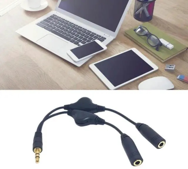 Alt view image 2 of 2 - 3.5mm Headset Adapters Headphone Splitter 3.5mm Male to 3.5mm Female 2 Port Adapters Cable for PC phones Tablets