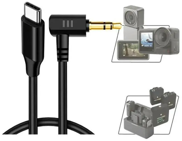 Main image of 20cm/7.87" USB C to 3.5mm Aux Cable Microphone Speaker Audional Cable Converter Wire for Action 2/3/4 Sports Cameras