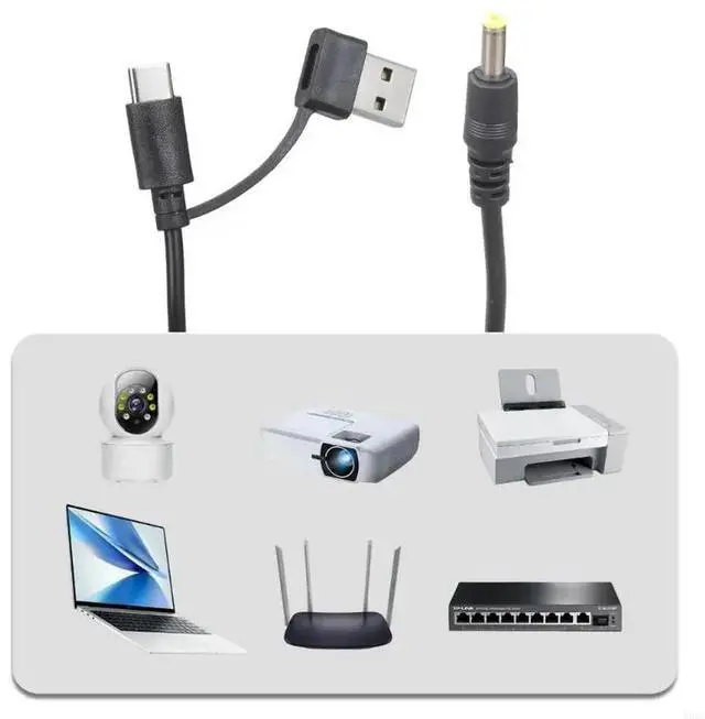 Alt view image 2 of 2 - USB Type C To DC4.0x1.7mm 5V Charging Cable With Switches For Routers Speaker Fan Lamp Plastic Power Cord 120cm/47.24inch