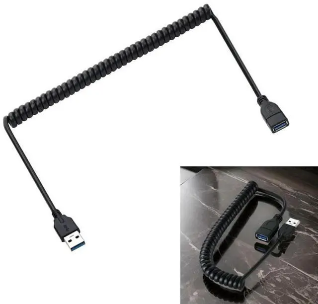 Main image of Coiled USB 3.0 Extension Cable Type A Male to Female Spirals USB Extension Cord for Fast Data Transfer and Charging