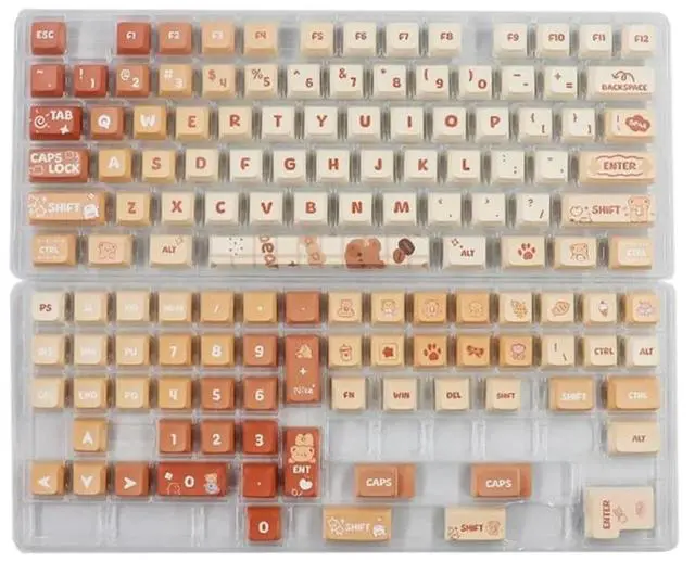Main image of Keycaps for Mechanical Keyboards 133Keys PBT Dye-Subbed Little Bear Keycap XDA Profile for Keypad Switches Keycap