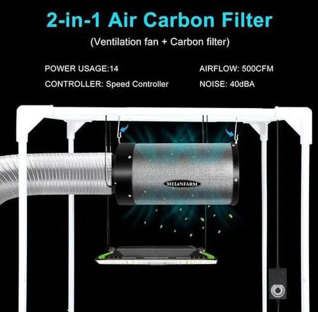 Alt view image 2 of 6 - Air Filtration Kit 4", Built-In 14Cm Fan Low Nois Carbon Filter with 12-Speed Co
