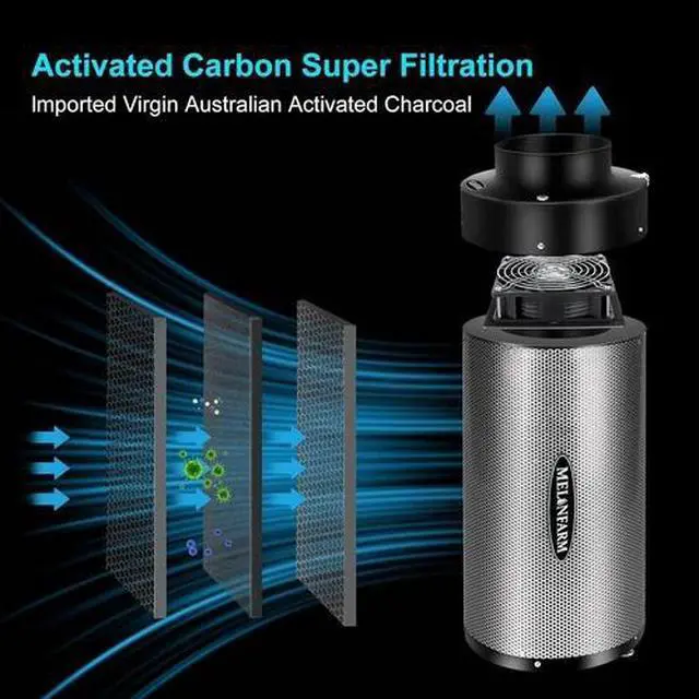Alt view image 4 of 6 - Air Filtration Kit 4", Built-In 14Cm Fan Low Nois Carbon Filter with 12-Speed Co