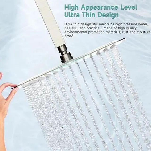 Alt view image 4 of 6 - 12 Inch Rain Shower Head, High Pressure Rainfall Showerhead Large Waterfall Show