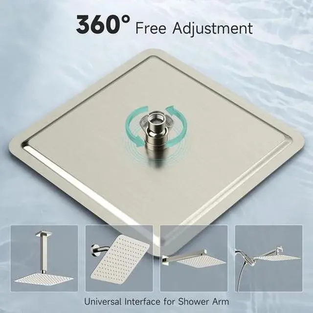 Alt view image 5 of 6 - 12 Inch Rain Shower Head, High Pressure Rainfall Showerhead Large Waterfall Show