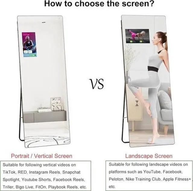Main image of Smart Home Gym Mirror 65"X23.6", Trainer Workout Mirror with 14" Screen Display,