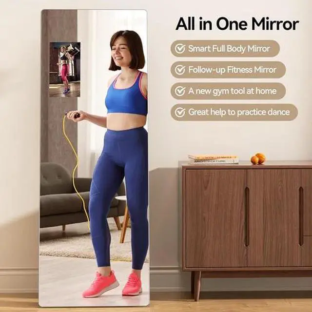 Alt view image 3 of 6 - Smart Home Gym Mirror 65"X23.6", Trainer Workout Mirror with 14" Screen Display,