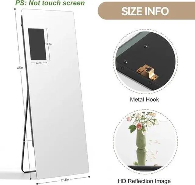 Alt view image 4 of 6 - Smart Home Gym Mirror 65"X23.6", Trainer Workout Mirror with 14" Screen Display,