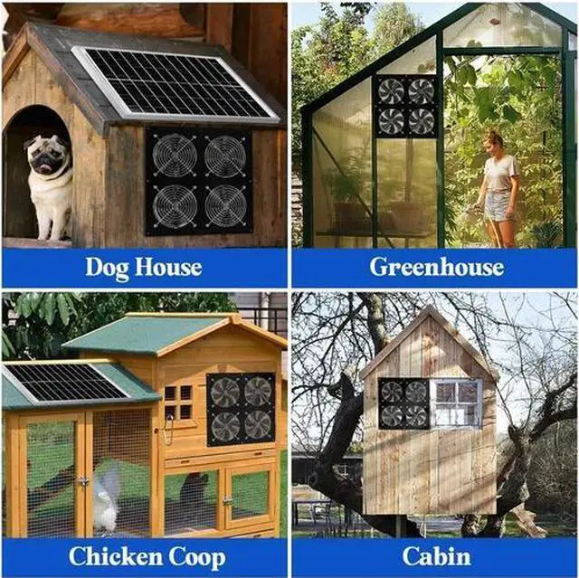 Alt view image 6 of 7 - Solar Exhaust Fan for Chicken Coop/Solar Powered Fan for Outside/Solar Greenhous