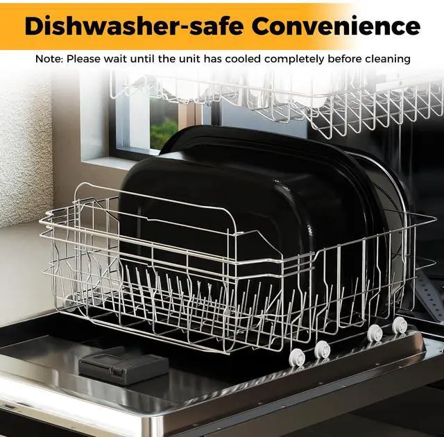 Alt view image 5 of 7 - ARLIME 20QT Electric Roaster Oven with Self-Basting Lid, Turkey Roaster with Removable Pan & Rack, Defrost & Warm Function, Adjustable Temperature, Fit 30LB Turkey