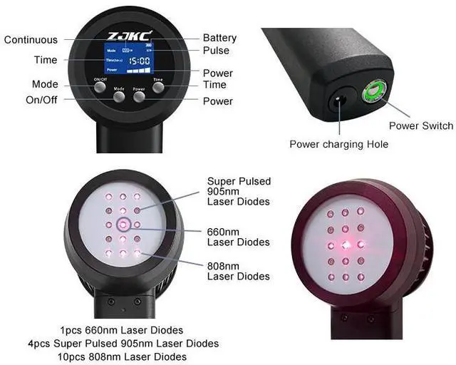 Alt view image 3 of 7 - ZJKC 45W Cold Laser Therapy Treatment LLLT Device For Muscle Joint Body Pain Relief