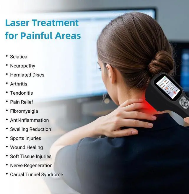 Alt view image 3 of 7 - ZJKC 1-10000Hz 2500mW Infrared Laser Therapy Cold Red Light Treatment for Body Pain