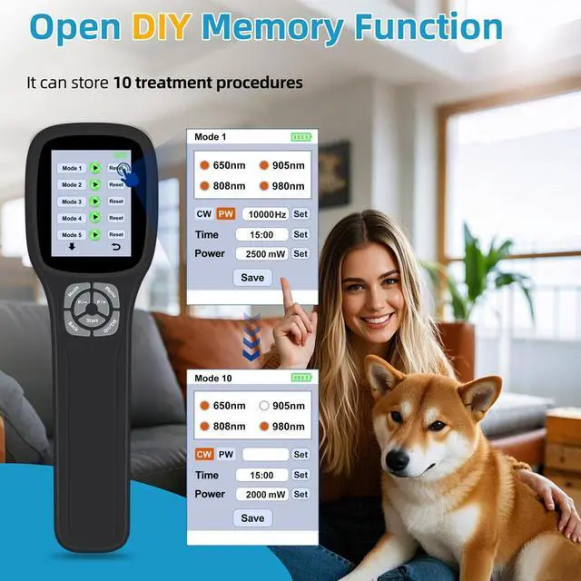 Alt view image 6 of 7 - ZJKC 1-10000Hz 2500mW Infrared Laser Therapy Cold Red Light Treatment for Body Pain