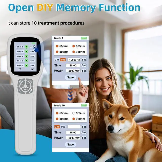 Alt view image 6 of 7 - ZJKC 0-2.5W Low Laser Therapy Cold Laser Device for Dog/Human Pain Relief Touchscreen