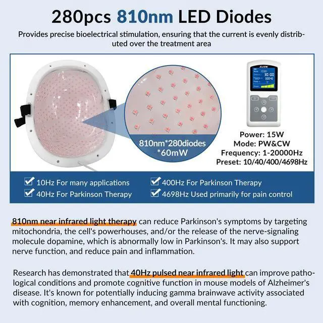 Alt view image 2 of 7 - ZJKC 810nm Helmet Brain Photobiomodulation Therapy for Stroke Parkinson Patients