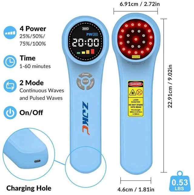 Alt view image 7 of 7 - ZJKC 1760mW LLLT Device Cold Laser Therapy 660nm 810nm 980nm Infrared Light for Pain
