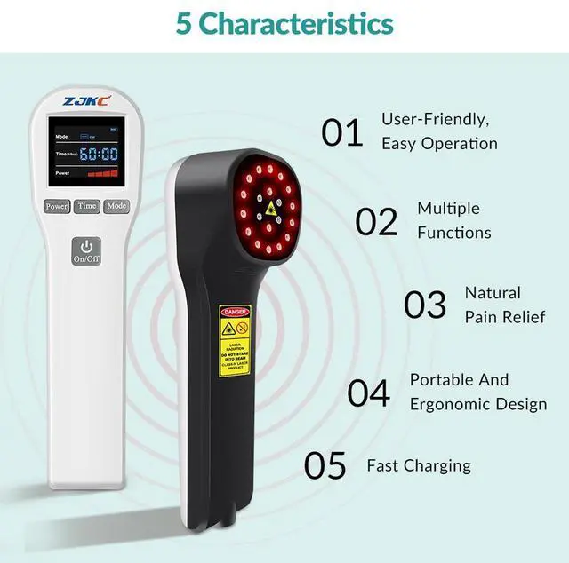 Alt view image 7 of 7 - ZJKC 880mW Cold Laser LLLT Red Light Phototherapy Device for Pain Relief Treatment