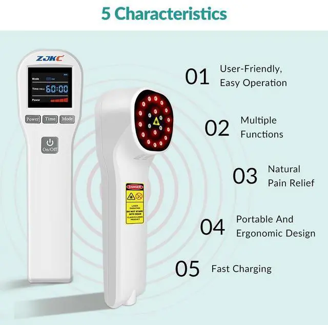Alt view image 7 of 7 - ZJKC 880mW Red Light Therapy Low Level Laser Treatment Device for Pain 650nm 808nm
