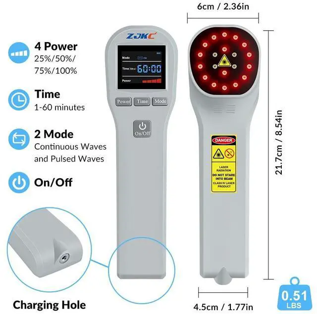 Alt view image 6 of 7 - ZJKC Red Infrared Light Therapy Device Cold Laser Machine for Muscle and Joint Pain