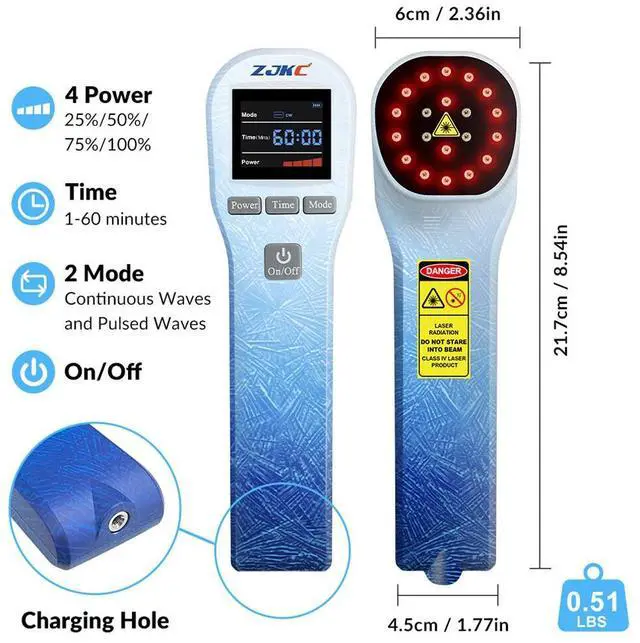 Alt view image 7 of 7 - ZJKC 880mW Cold Laser Therapy Device Infrared Light for Body Pain Relief 650nm+808nm