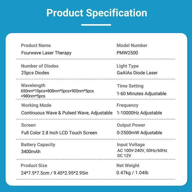 Alt view image 6 of 7 - ZJKC 2500mW Cold Laser Therapy at Home Red Infrared Light Device for Pain Relief