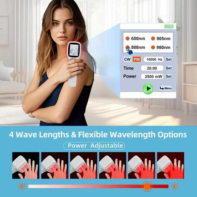 Alt view image 7 of 7 - ZJKC 0-2.5W Low Laser Therapy Cold Laser Device for Dog/Human Pain Relief Touchscreen