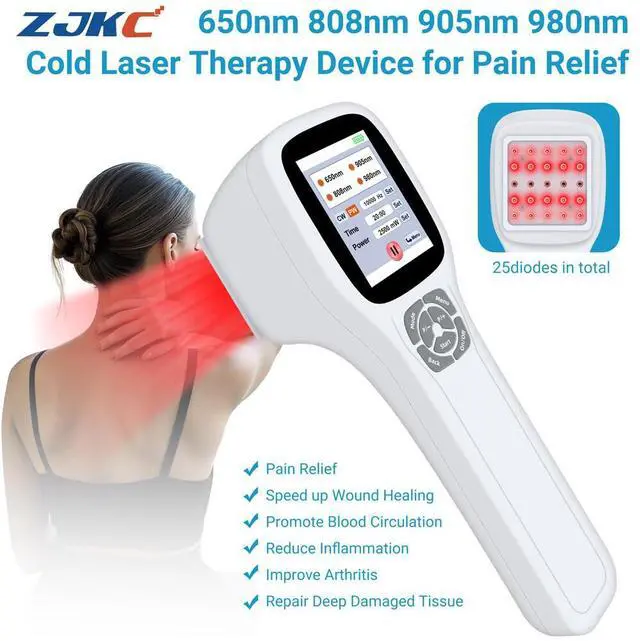 Main image of ZJKC Touchscreen 2.5W Cold Laser Therapy Device For Pain Relief 650/808nm 905nm 980nm