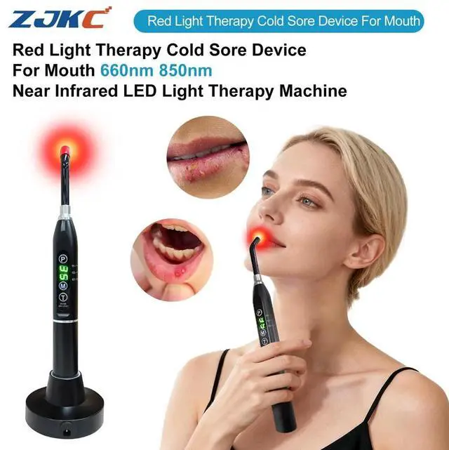 Main image of ZJKC 660nm+850nm Infrared Red Light Therapy Device For Oral Ulcer/herpes Pain Relief