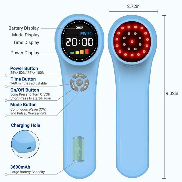 Alt view image 4 of 7 - ZJKC 1760mW Cold Laser for Home Use Red Infrared Light Therapy Device for Pain Relief