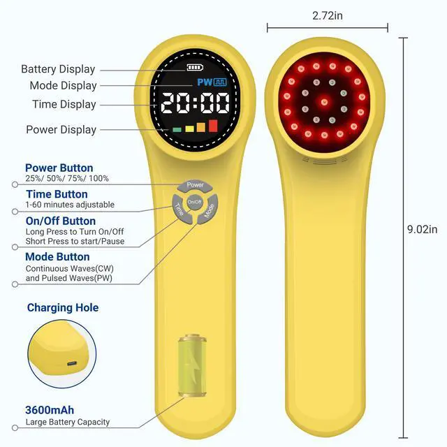 Alt view image 4 of 7 - ZJKC Class 4/3b Cold Laser Therapy Device for Pain Relief Wound Healing Handheld