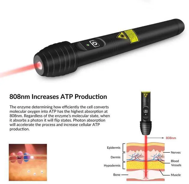 Alt view image 2 of 7 - ZJKC 100mW 808nm LLLT Cold Laser Therapy Acupuncture Pen for Pain Relief Joint Neck