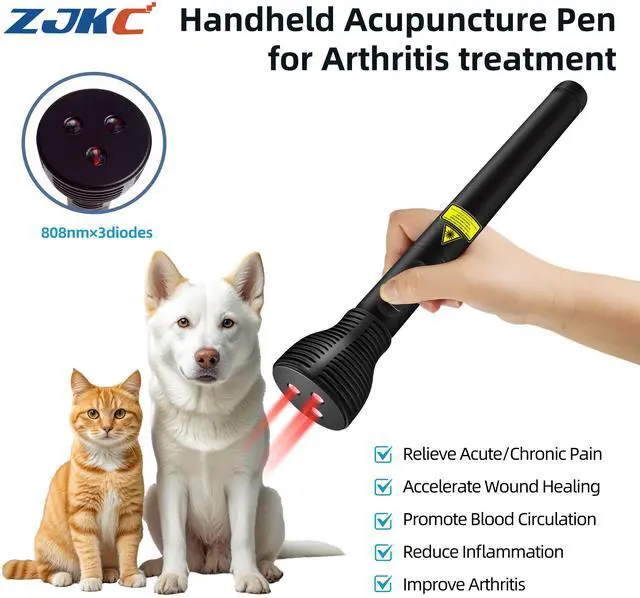 Main image of ZJKC 1000mW 808nmx3 Cold Laser Red Infrared Light Therapy Pen for Pain Relief