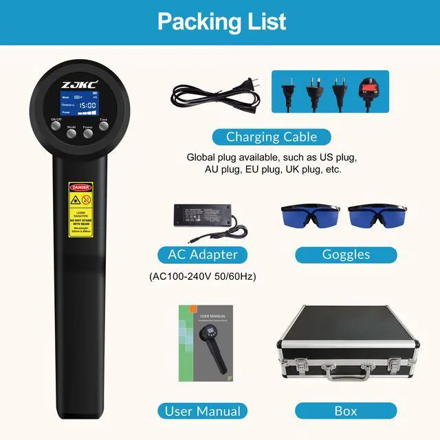 Alt view image 6 of 7 - ZJKC 5W Class 4 Cold Laser Therapy Red Infra Light Treatment LLLT for Pain Relief