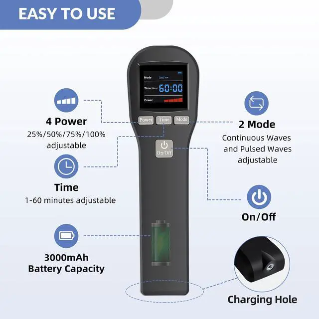 Alt view image 4 of 5 - ZJKC 880mW Phototherapy Treatment Red Infra Light Cold Laser Device for Pain Relief