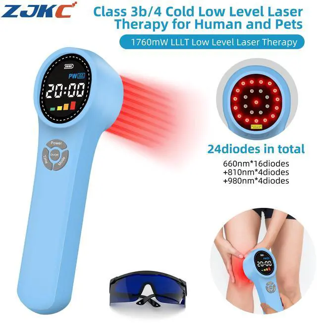 Main image of ZJKC 1760mW Cold Laser Therapy Machine Red Infrared Light Device for Pain Relief
