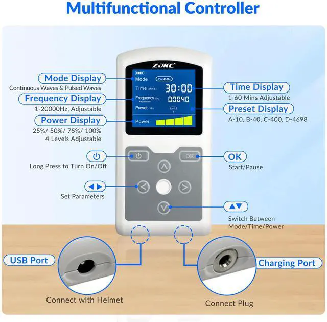 Alt view image 5 of 7 - ZJKC 810nm Stroke Recovery Treatment Helmet Photobiomodulation Red Light Therapy