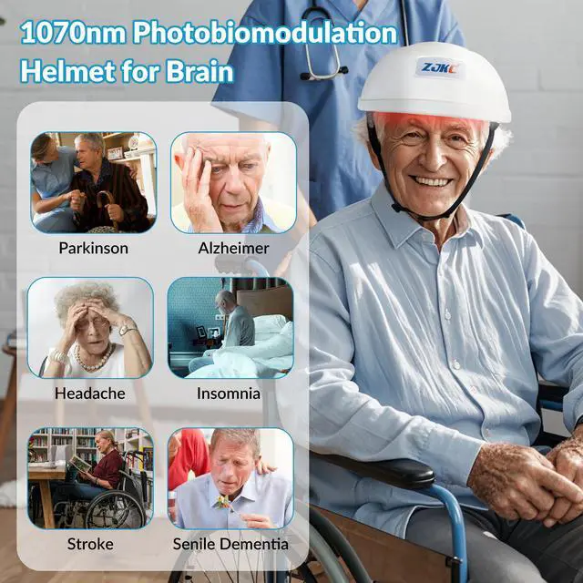 Alt view image 3 of 7 - ZJKC Professional 1070nm Helmet Brain Alzheimer Treatment Near Infrared Light Therapy
