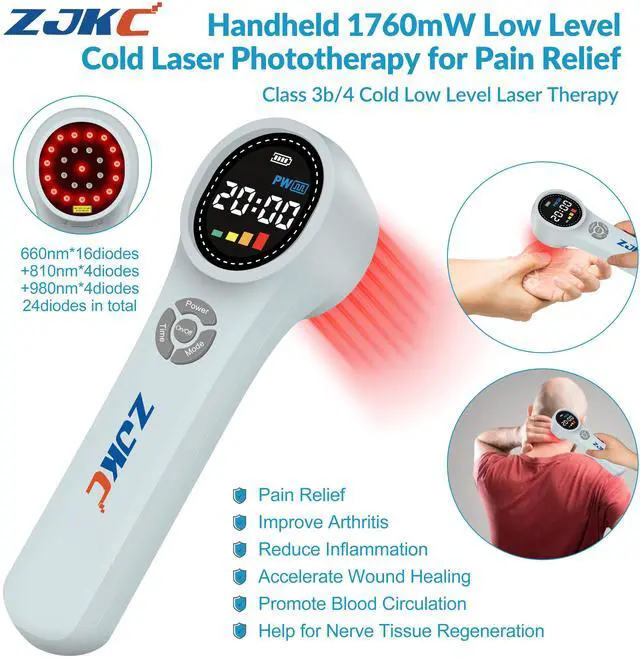 Main image of ZJKC Home Use 1760Mw Laser Light Therapy Laser Treatment For Knee Pain Heel Inflammation