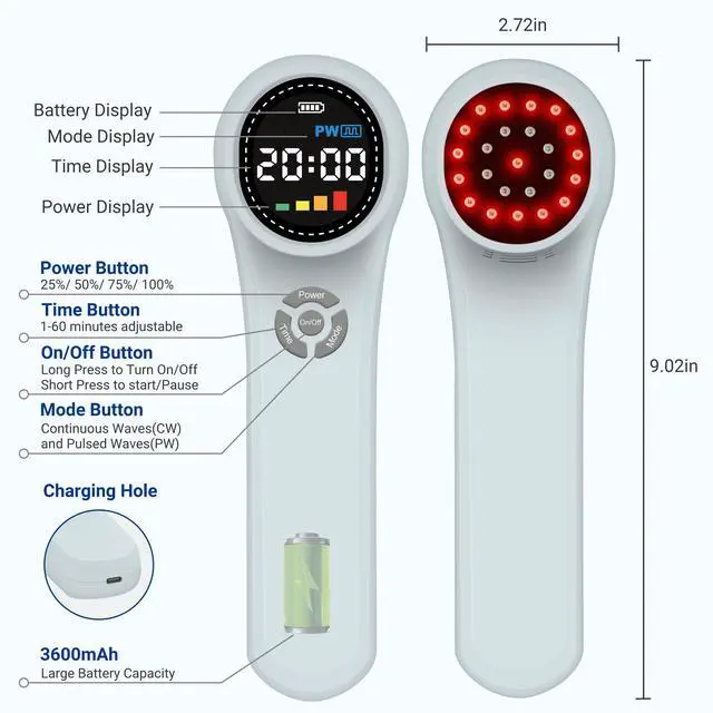 Alt view image 5 of 7 - ZJKC Handheld 1760Mw Mls Laser Mls Laser Therapy Cost For Big Toe Inflammation