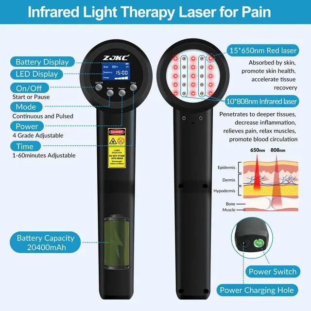 Alt view image 6 of 7 - 3W Red Infra Light Therapy Device Advanced Laser Therapy Cold Laser Therapy For Arthritis Shoulder Pain