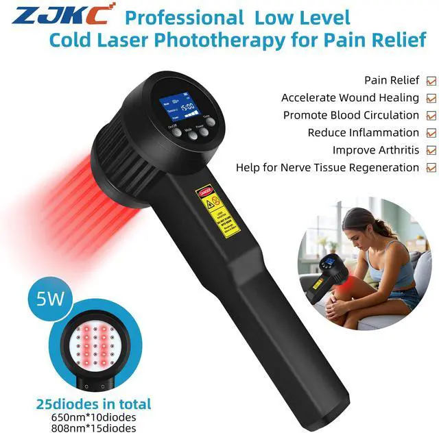 Main image of ZJKC 5W Deep Laser Therapy Class 4 Cold Laser Red Light Therapy Device For Arthritic Hands Pain Relief