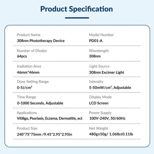Alt view image 6 of 7 - ZJKC 308nm Phototherapy Lamp for Skin Treatment 49 Diodes UVB Light Therapy