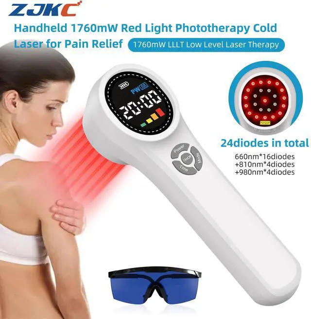 Main image of ZJKC 1760mW Class 3b/4 Laser Therapy Red Infrared Light Treatment Device for Pain