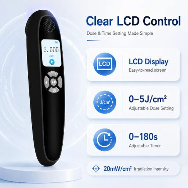 Alt view image 5 of 7 - ZJKC 308nm UVB Light Therapy Device 20mW/cm² for Psoriasis Vitiligo Eczema Portable Rechargeable LCD Home Phototherapy