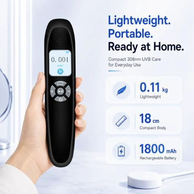 Alt view image 6 of 7 - ZJKC 308nm UVB Light Therapy Device 20mW/cm² for Psoriasis Vitiligo Eczema Portable Rechargeable LCD Home Phototherapy