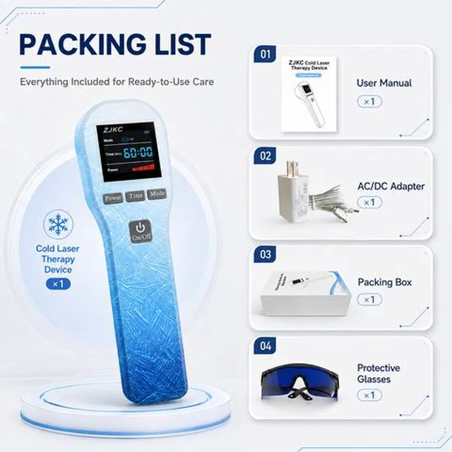 Alt view image 6 of 7 - ZJKC HHL01 880mW Dual Wavelength Laser Device 20 Diodes 650nm 808nm Rechargeable Handheld with CW PW Modes 1 to 60 Min Timer for Home Use
