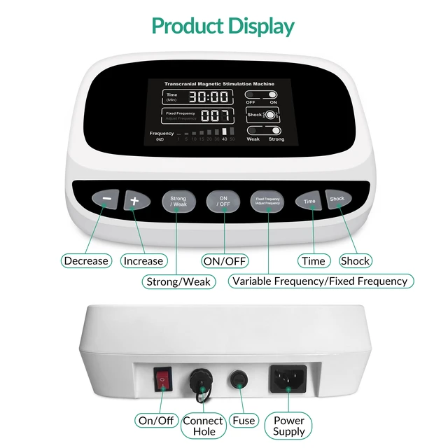 Alt view image 5 of 7 - ZJKC JLC01 Transcranial Magnetic Stimulation Device TMS Brain Stimulation Machine 9 Applicator Heads 8 Fixed Frequencies 11 Variable Modes Adjustable Intensity LCD Display Head Vibration