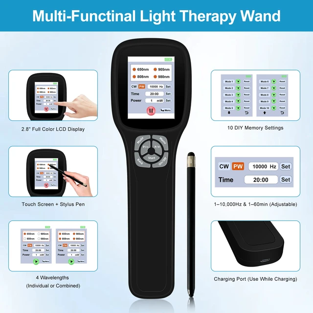 Alt view image 5 of 7 - ZJKC PMW2500 Veterinary Cold Laser Therapy Device for Dogs Horses and Pets, 2500mW Laser Therapy Machine, 4 Wavelengths 650nm 808nm 905nm 980nm, 25 Diodes, Rechargeable