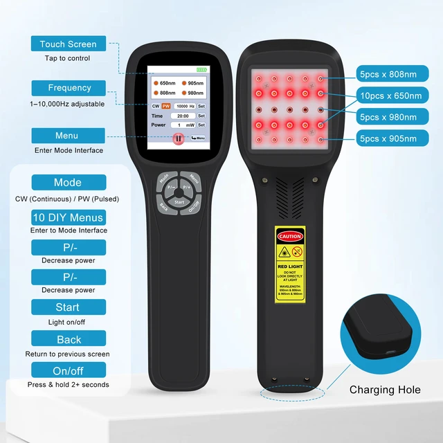 Alt view image 6 of 7 - ZJKC PMW2500 Veterinary Cold Laser Therapy Device for Dogs Horses and Pets, 2500mW Laser Therapy Machine, 4 Wavelengths 650nm 808nm 905nm 980nm, 25 Diodes, Rechargeable